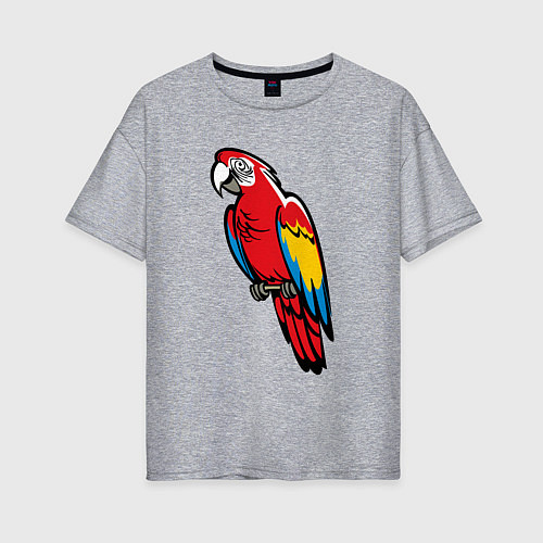 Женская футболка оверсайз Попугай Ара на жердочке / Меланж – фото 1