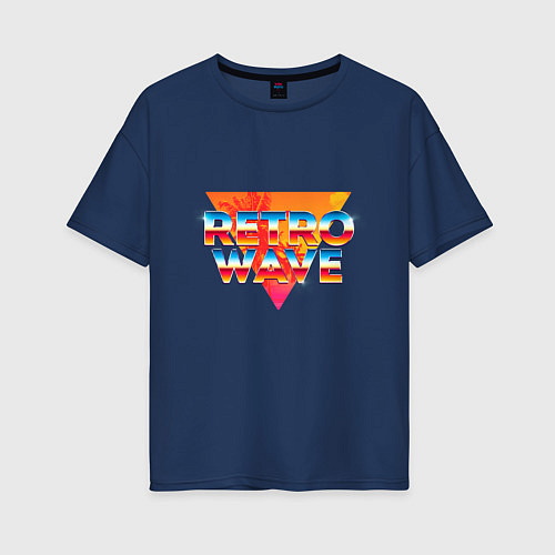 Женская футболка оверсайз Летний ретровейв / Тёмно-синий – фото 1