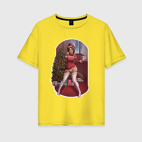 Женская футболка оверсайз Sexy Christmas girl / Желтый – фото 1