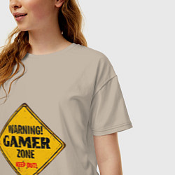 Футболка оверсайз женская Gamer zone - keep out, цвет: миндальный — фото 2