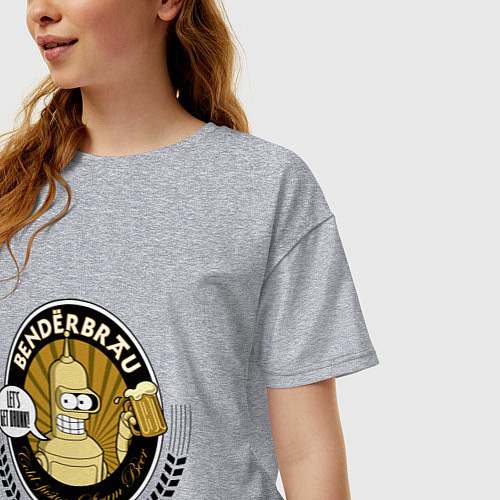Женская футболка оверсайз Benderbrau - lets get drunk / Меланж – фото 3