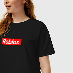 Футболка оверсайз женская Roblox полоса, цвет: черный — фото 2