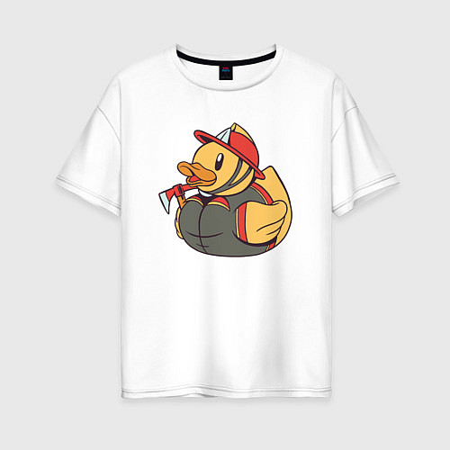 Женская футболка оверсайз Резиновая утка пожарный / Белый – фото 1