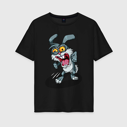 Женская футболка оверсайз Безумный кролик / Черный – фото 1