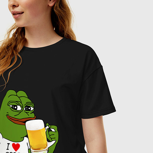 Женская футболка оверсайз Drink Pepe / Черный – фото 3