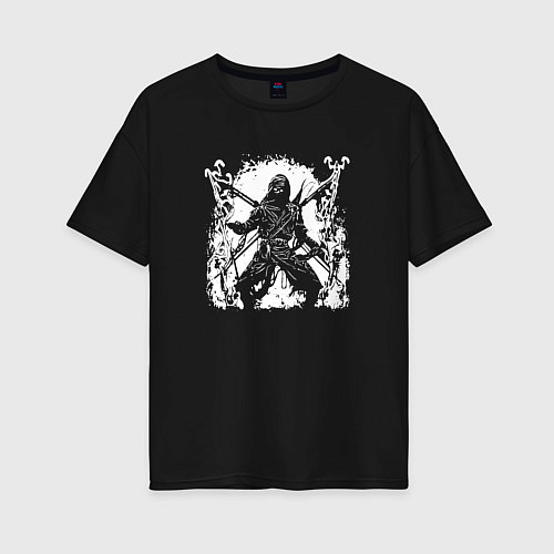 Женская футболка оверсайз Ninja of darkness / Черный – фото 1