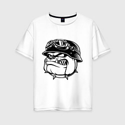 Футболка оверсайз женская Evil bulldog head, цвет: белый