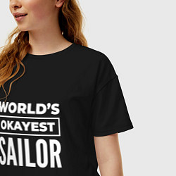 Футболка оверсайз женская Worlds okayest sailor, цвет: черный — фото 2