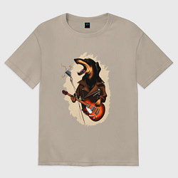 Футболка оверсайз женская Такса рокер, цвет: миндальный