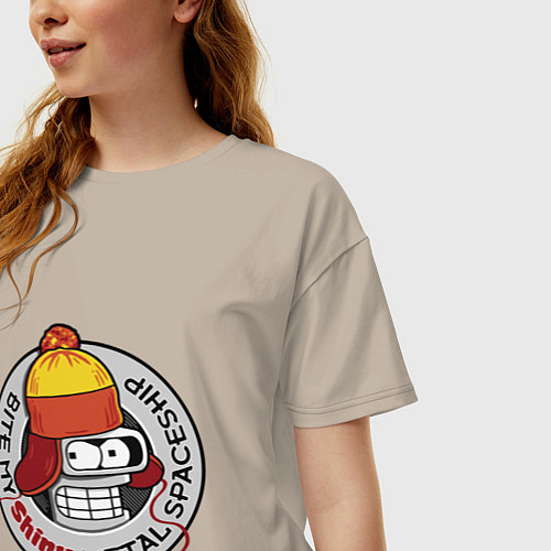 Женская футболка оверсайз Benders metal spaceship / Миндальный – фото 3