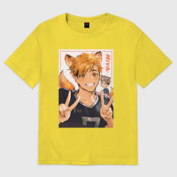 Футболка оверсайз женская Мия Атсуму - Волейбол, цвет: желтый