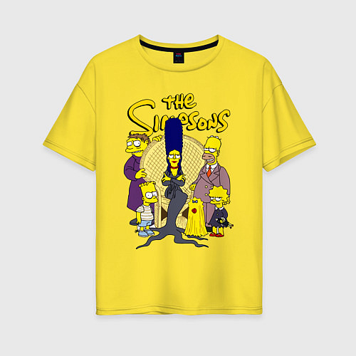 Женская футболка оверсайз Семейка Симпсонов - horror / Желтый – фото 1