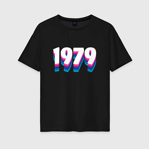 Женская футболка оверсайз Made in 1979 vintage art / Черный – фото 1
