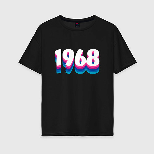 Женская футболка оверсайз Made in 1968 vintage art / Черный – фото 1