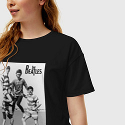 Футболка оверсайз женская Молодые музыканты на пляже, цвет: черный — фото 2
