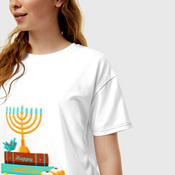 Футболка оверсайз женская Happy Hanukkah, цвет: белый — фото 2