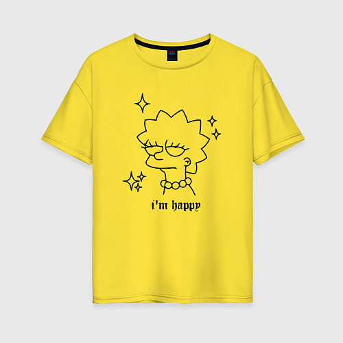 Женская футболка оверсайз Happy Lisa / Желтый – фото 1