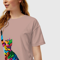 Футболка оверсайз женская Бенгальская кошка, цвет: пыльно-розовый — фото 2