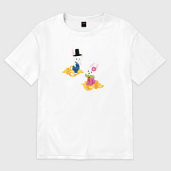 Футболка оверсайз женская Пара кроликов в ханбоках, цвет: белый