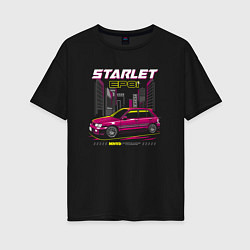 Футболка оверсайз женская Toyota Starlet ep81, цвет: черный