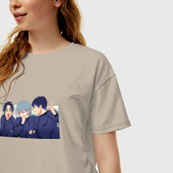 Футболка оверсайз женская Друзья футболисты, цвет: миндальный — фото 2