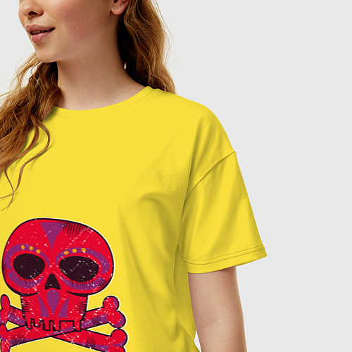 Женская футболка оверсайз Колдунский череп и кости / Желтый – фото 3