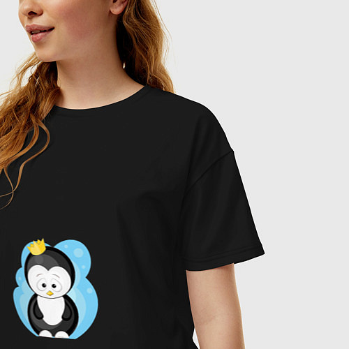 Женская футболка оверсайз Королевский пингвин / Черный – фото 3