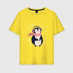 Футболка оверсайз женская Забавный пингвин, цвет: желтый