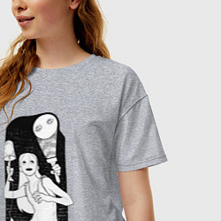 Футболка оверсайз женская Ночной кошмарище, цвет: меланж — фото 2