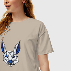 Футболка оверсайз женская Кролик lowpoly, цвет: миндальный — фото 2