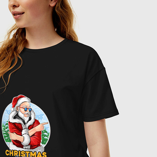 Женская футболка оверсайз Christmas night party / Черный – фото 3