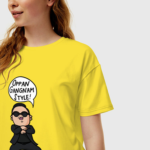 Женская футболка оверсайз PSY - Gangnam style / Желтый – фото 3