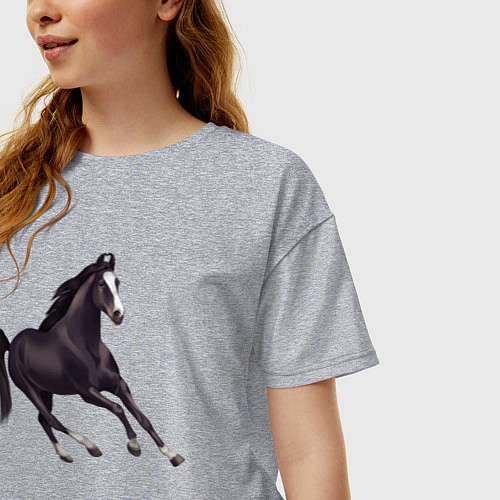 Женская футболка оверсайз Марварская лошадь / Меланж – фото 3