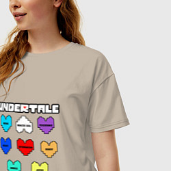 Футболка оверсайз женская Undertale - души 8 людей, цвет: миндальный — фото 2
