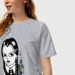 Футболка оверсайз женская Аддамс Уэнсдэй, цвет: меланж — фото 2