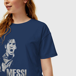 Футболка оверсайз женская Leo Messi scream, цвет: тёмно-синий — фото 2