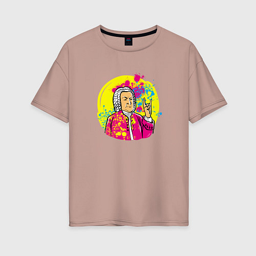 Женская футболка оверсайз Бах жив / Пыльно-розовый – фото 1