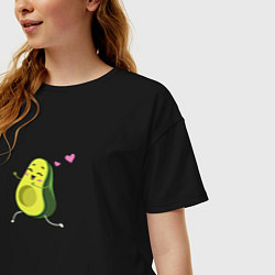 Футболка оверсайз женская Девочка авокадо, цвет: черный — фото 2
