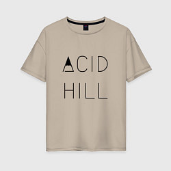 Футболка оверсайз женская Acid hill black, цвет: миндальный