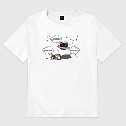 Футболка оверсайз женская Котики играют в ассоциации, цвет: белый