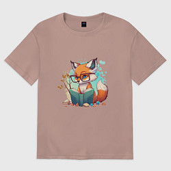 Футболка оверсайз женская Умный лисёнок, цвет: пыльно-розовый