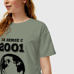 Футболка оверсайз женская На Земле с 2001 с краской на светлом, цвет: авокадо — фото 2
