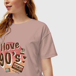 Футболка оверсайз женская I love 90-s, цвет: пыльно-розовый — фото 2