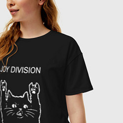 Футболка оверсайз женская Joy Division рок кот, цвет: черный — фото 2