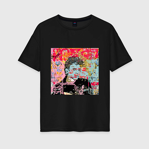Женская футболка оверсайз David Bowie musician singer / Черный – фото 1