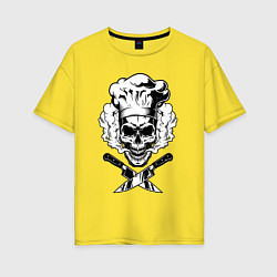 Футболка оверсайз женская The cooks skull, цвет: желтый