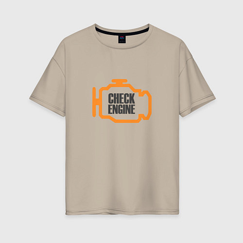 Женская футболка оверсайз Check engine / Миндальный – фото 1