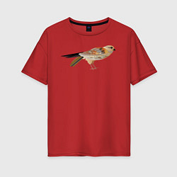 Футболка оверсайз женская Сокол птица, цвет: красный