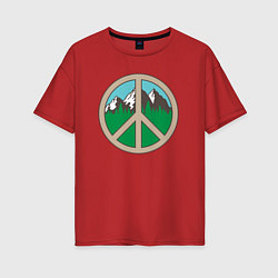 Футболка оверсайз женская Peace nature, цвет: красный