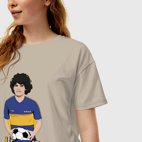 Женская футболка оверсайз Марадона легенда / Миндальный – фото 3
